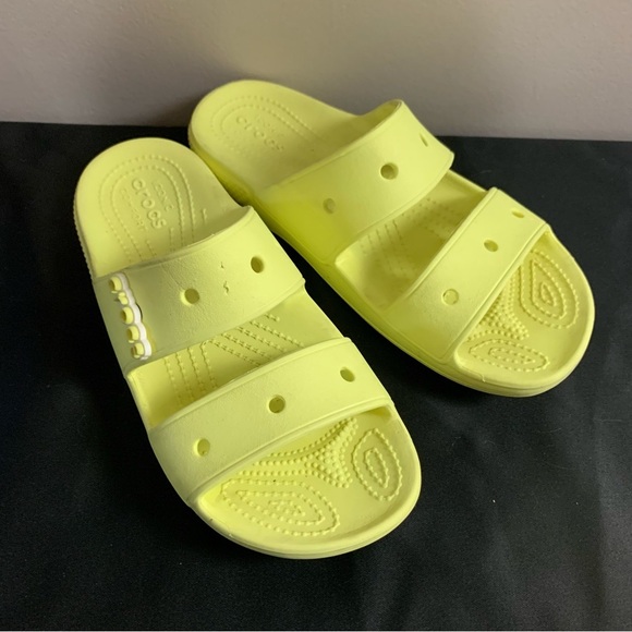 CROCS Neon Yellow Slide Sandals - Picture 2 of 5